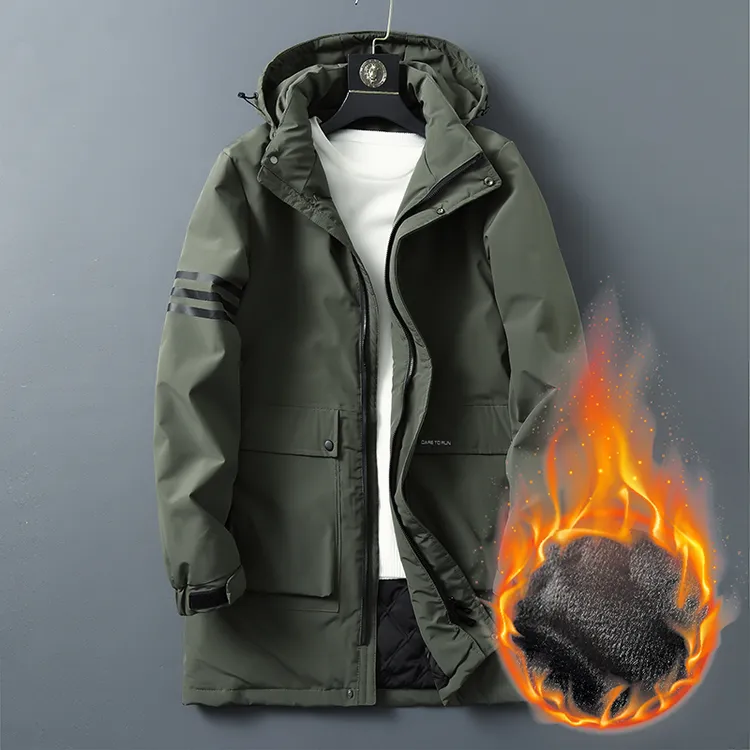 中长款工装棉衣男士加肥加大码连帽棉服秋冬胖子宽松休闲棉袄外套