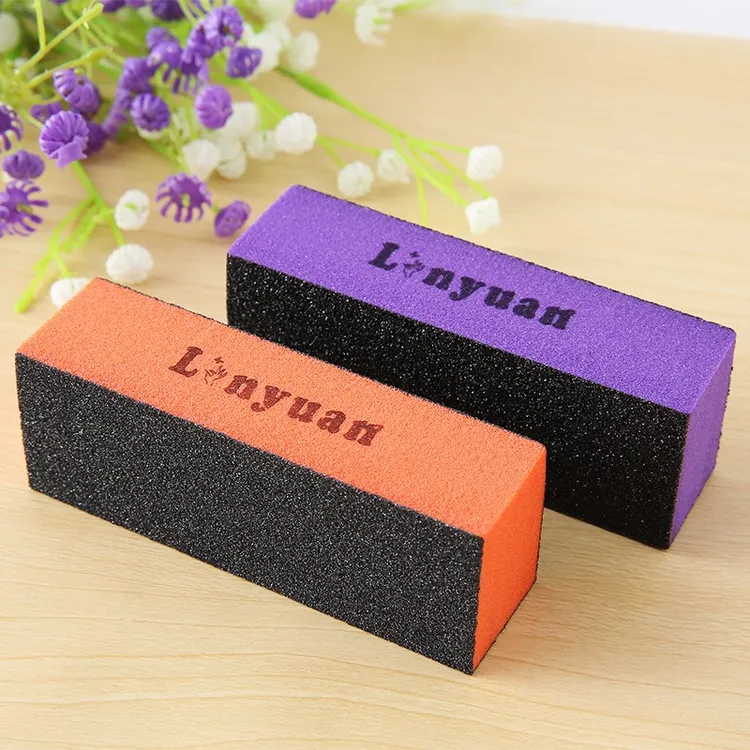 直销美甲工具三面黑砂豆腐块快速打磨修形美甲挫粗细可用打磨块