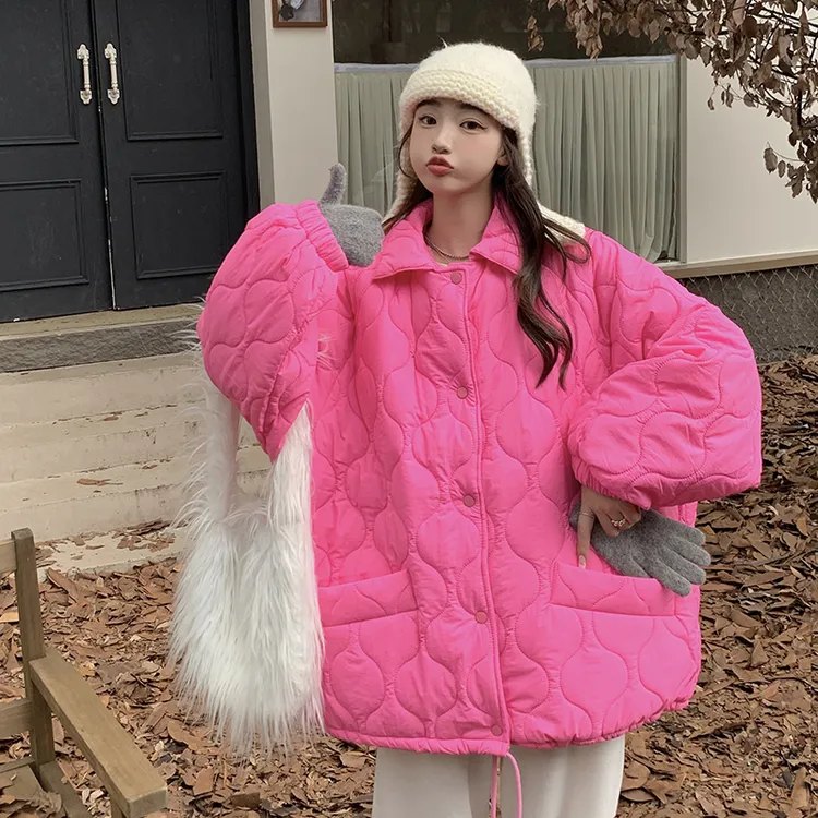 慵懒个性时尚韩版大码保暖棉服女大版面包服宽松加肥加大棉衣外套