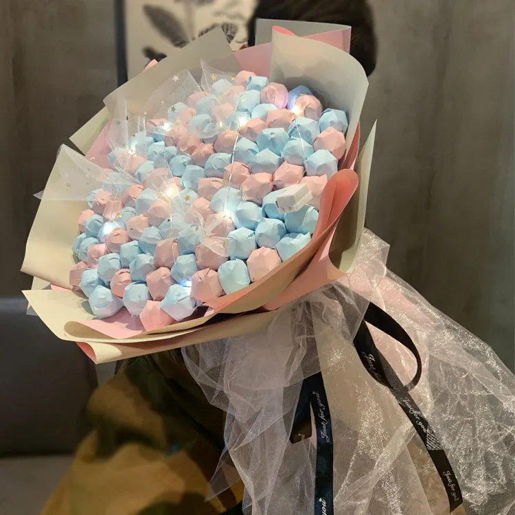 99颗雅客天天棒糖果花束棒棒糖花束送LED氛围灯成品网红七夕礼物