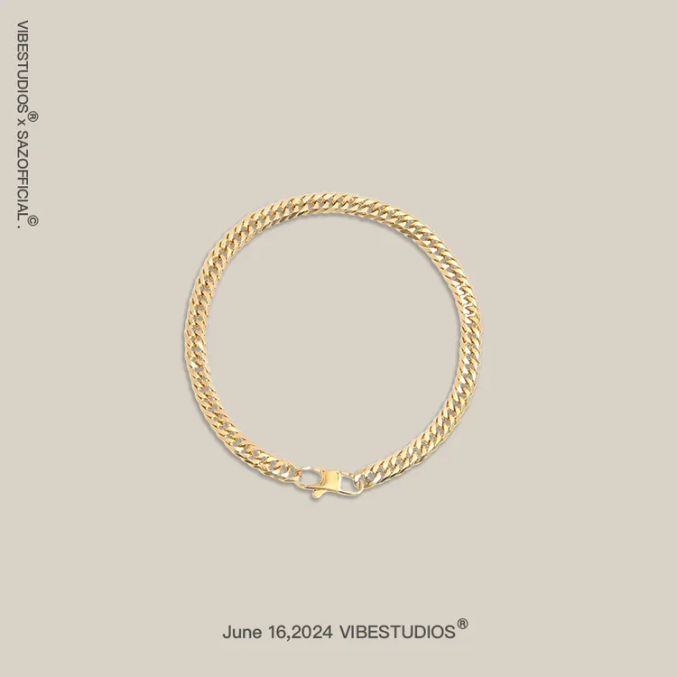 钛钢手链 日潮复古超细喜平链新款古巴小众闺蜜手链叠戴男女手饰