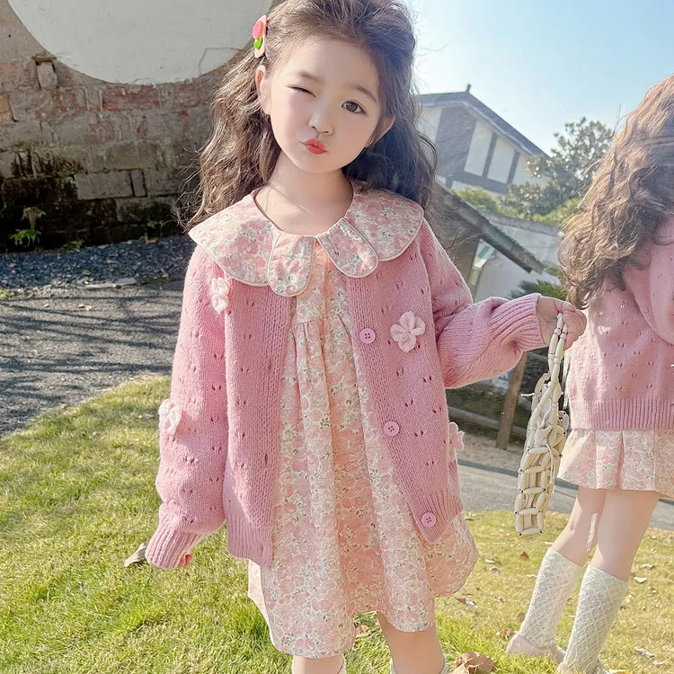 女宝宝碎花裙子洋气春秋季女童长袖公主连衣裙2025新款韩版儿童潮