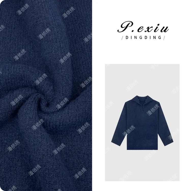 PanYiXiu/潘依绣【蓝法假日】极简羊-毛-polo领长袖针织上衣L2519