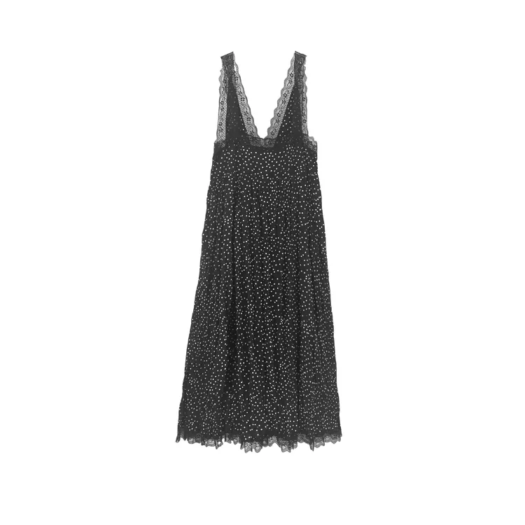 PanYiXiu/潘依绣韩系波点蕾丝花边时尚休闲吊带连衣裙 20937T