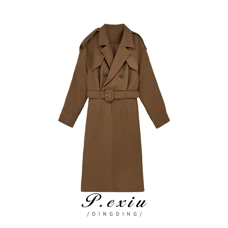 PanYiXiu/潘依绣翻领系带收腰宽松显瘦休闲长袖风衣 SH98822