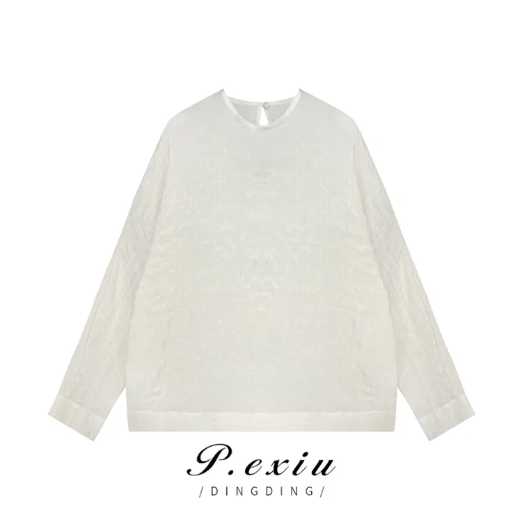 PanYiXiu/潘依绣肌理感极简风百搭圆领长袖衬衫 SH98818