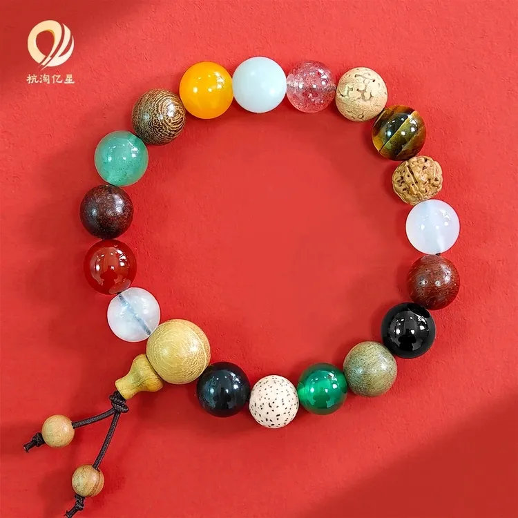 非金属木质手链 杭州发货龙年男女款国风金手链情侣手工多宝手链