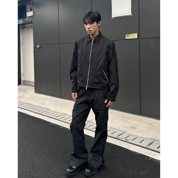 Wessk teflon三防弯刀解构抗皱Excella拉链翻领短夹CleanFit春款