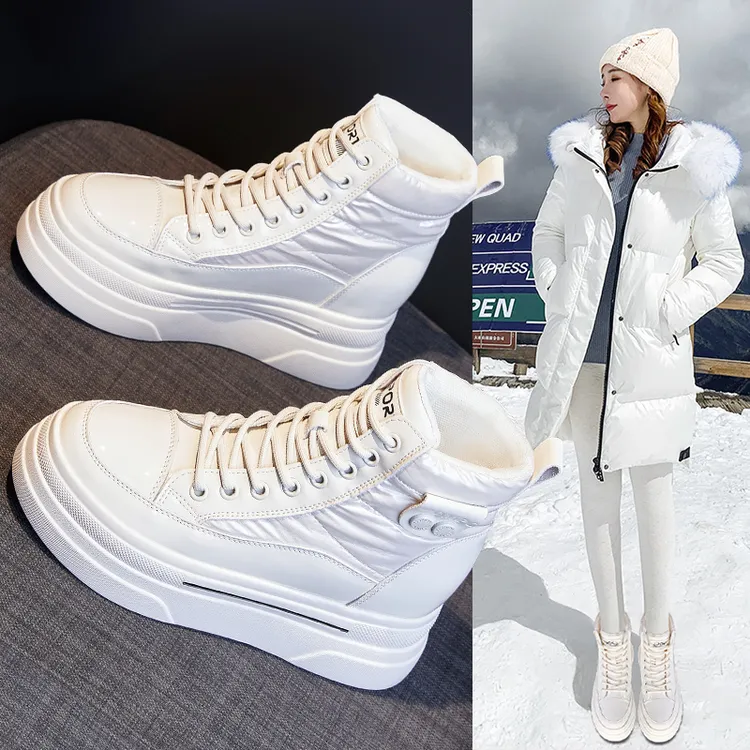 雪地靴内增高8CM女款冬季2024年新款厚底短靴女冬加厚冬靴子加绒