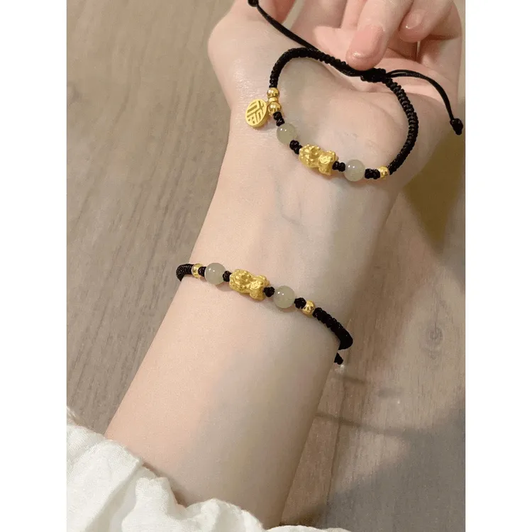 编绳小众设计金色貔貅手链女编织手绳生日礼物送女友