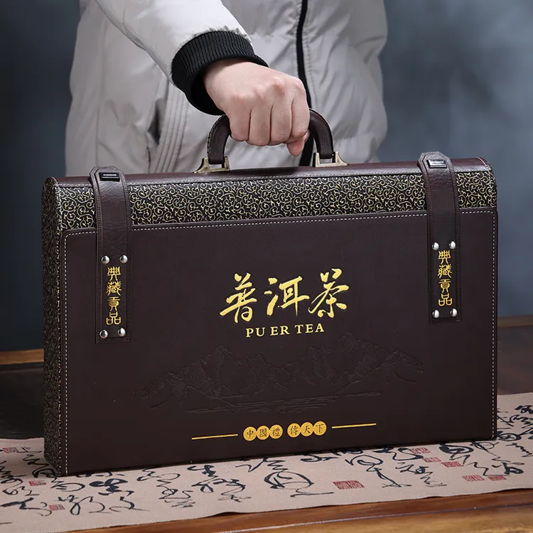 中秋国庆送礼云南普洱熟茶饼精美礼盒装勐海古树陈香宫廷双饼714g