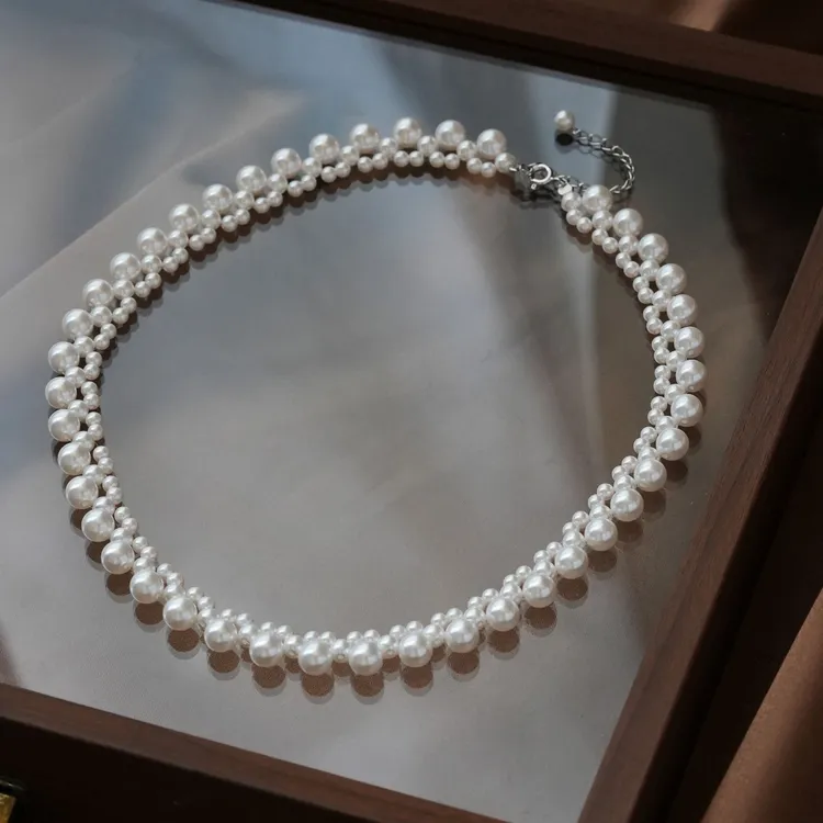 丽沁 链子925银 迪丽热巴同款编织蕾丝项链复古优雅法式甜美颈链