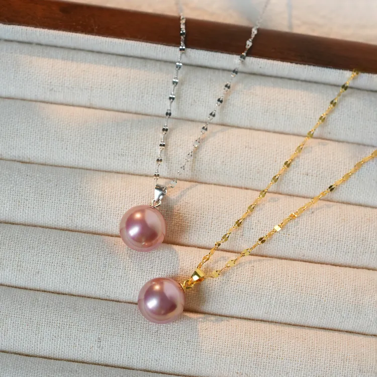 丽沁 链子925银 甜美粉珠超闪嘴唇链项链女气质时尚优雅颈链简约