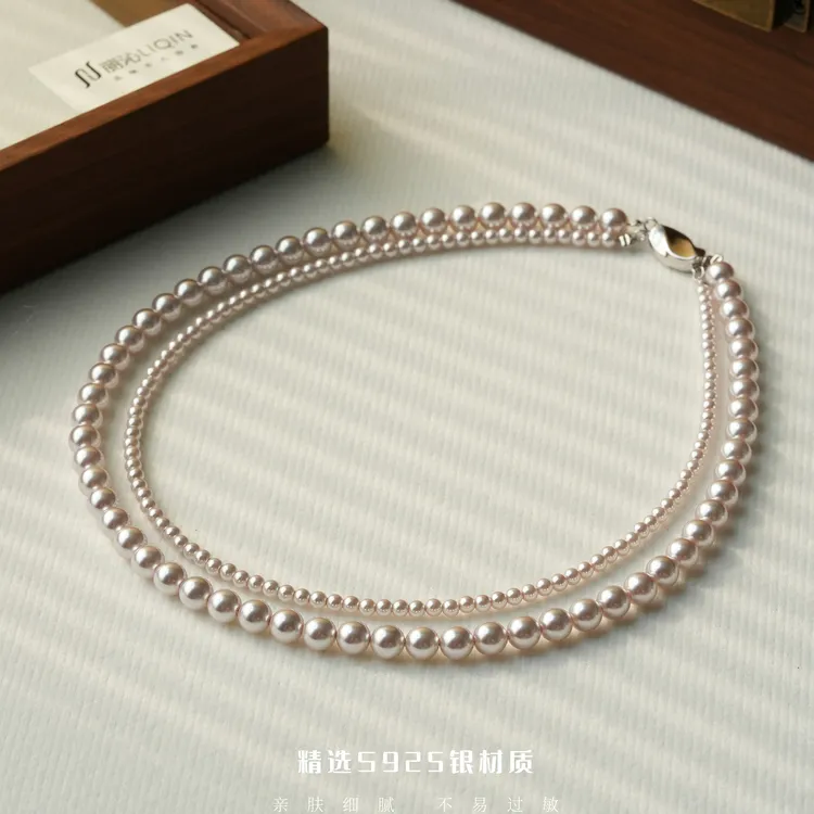 丽沁 链子925银 法式双层满串项链气质百搭简约强光秋冬上新颈链