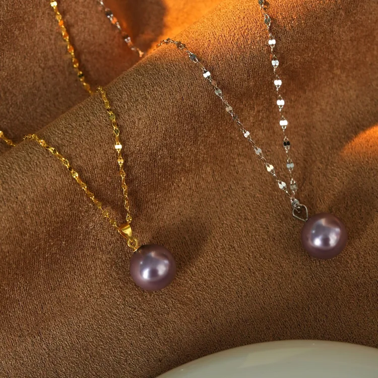 丽沁 链子925银 紫气东来紫珠项链女时尚爆闪嘴唇链可两戴