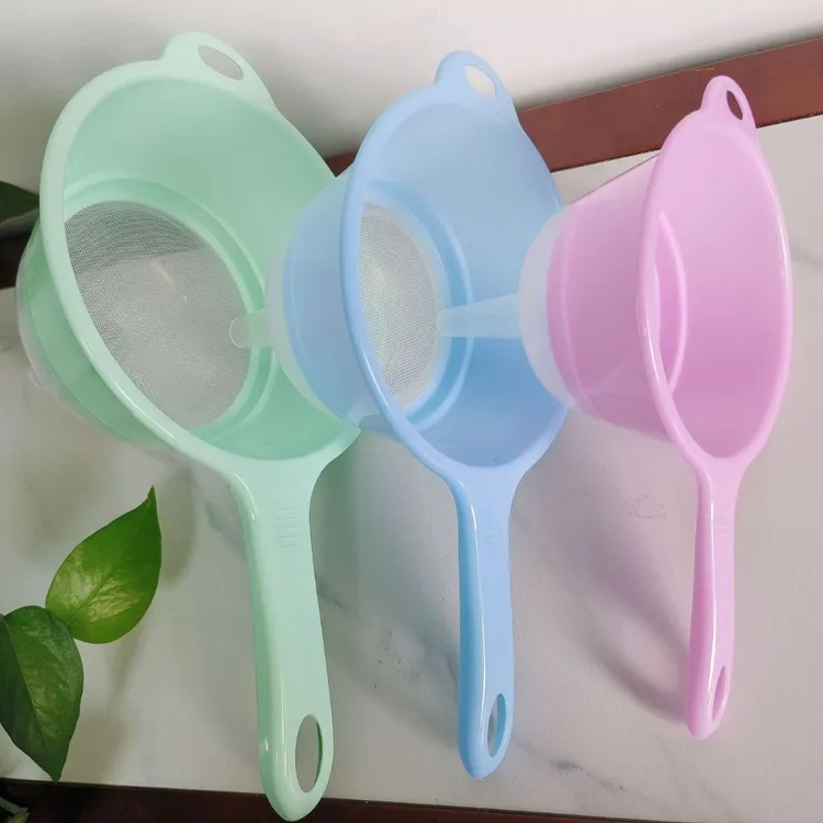 2个装新品网漏带漏斗厨房沥水漏勺家用创意淘米过滤网塑料
