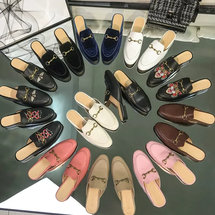 包头半拖鞋女夏外穿穆勒鞋2025新款马衔扣平底鞋真皮网红懒人凉拖