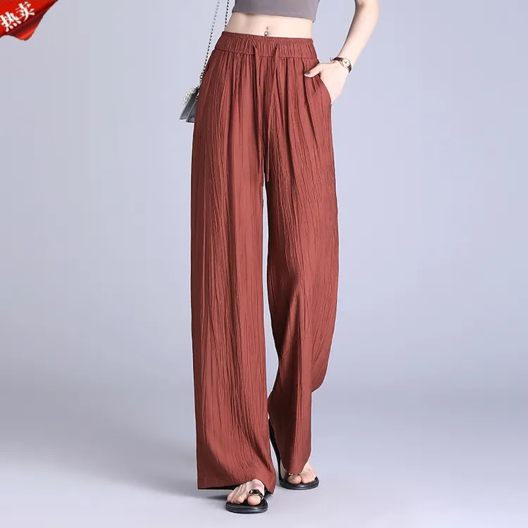 哥弟阿玛施正夏季新款显瘦垂感阔腿裤休闲裤宽松时尚高腰慵懒风女