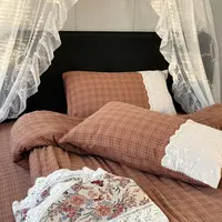 【美式蕾丝重工】高端新年款全棉双层纱宽边四件套棉A类中古风复古