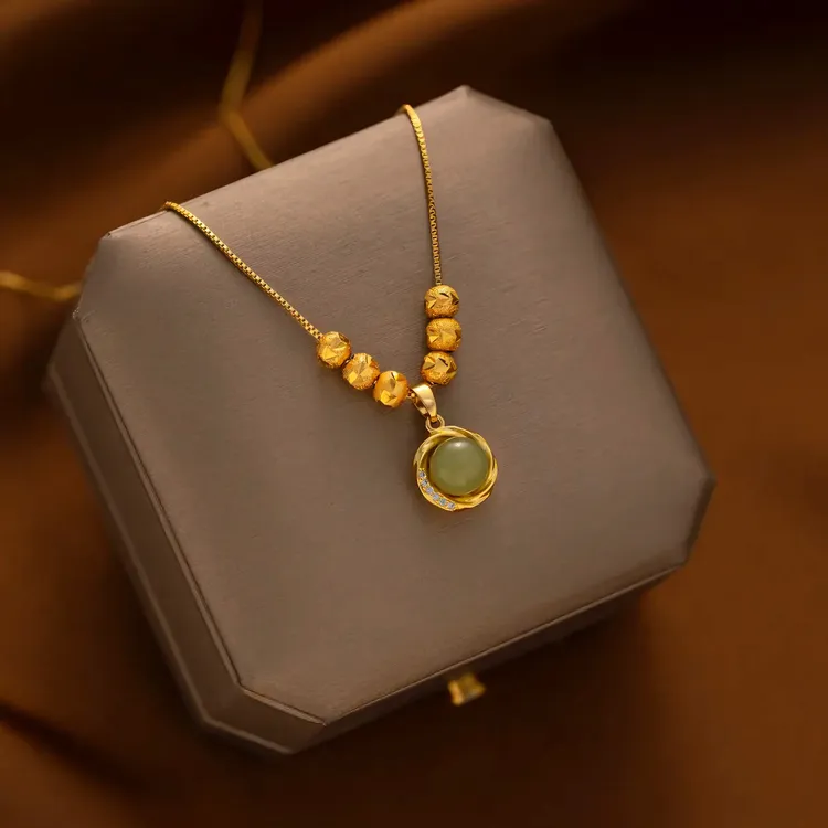 钛钢项链 爆款高级感不掉色六福如意豆项链轻奢高级感饰品小众款