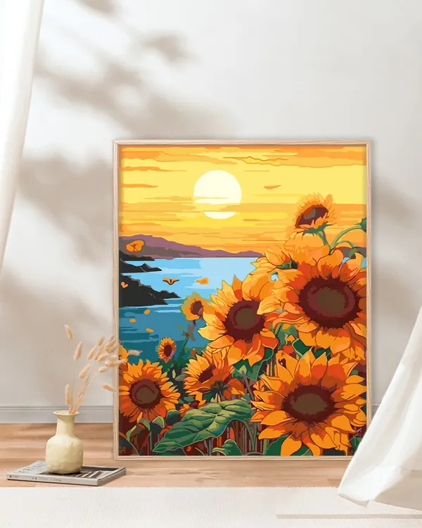 数字油画diy郁金香手工上色装饰画简单零基础彩色填色风景系列