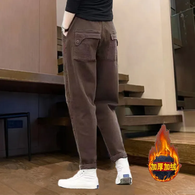 2025春秋冬新爆款加绒加厚裤女清仓捡漏一线品牌高腰显瘦休闲裤女