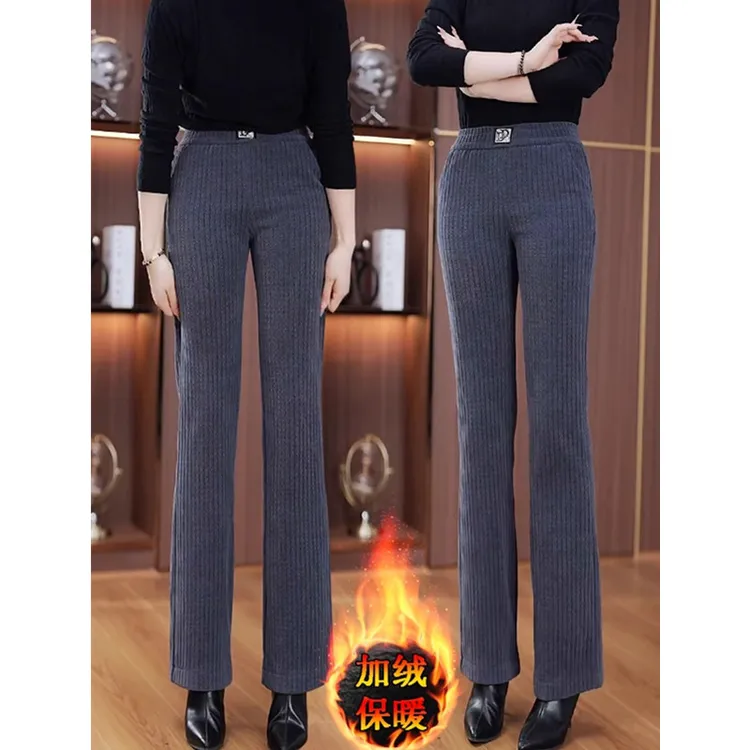 清仓捡漏专柜撤回尾单外贸欧货加绒裤女秋冬季条绒阔腿裤洋气