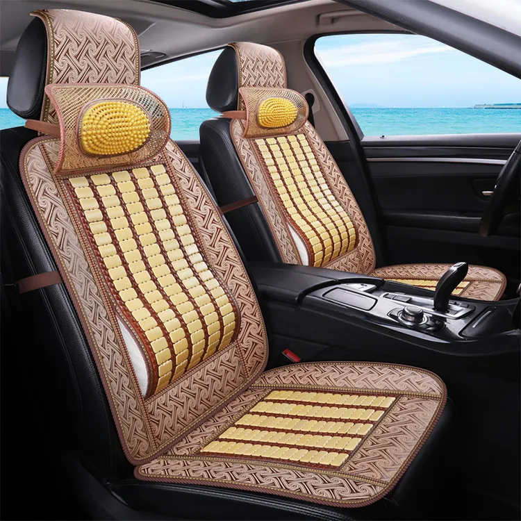 新款四季全包汽车坐垫夏季竹片麻将凉席夏天手编冰丝透气专用座套