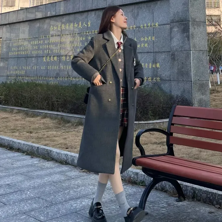 胸针时尚纯色宽松高级学院风大衣韩版外套百搭网红款-1010款