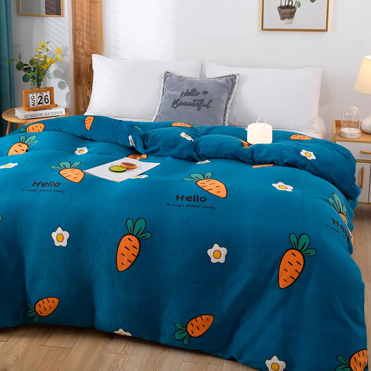 牛奶绒被套加绒加密毛绒被罩冬季保暖单双人套被子罩防静电双面绒