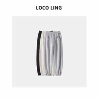 LOCO LING松弛卫裤 加绒加厚蚕丝羊绒混纺松紧腰秋冬束脚裤LOKZ39