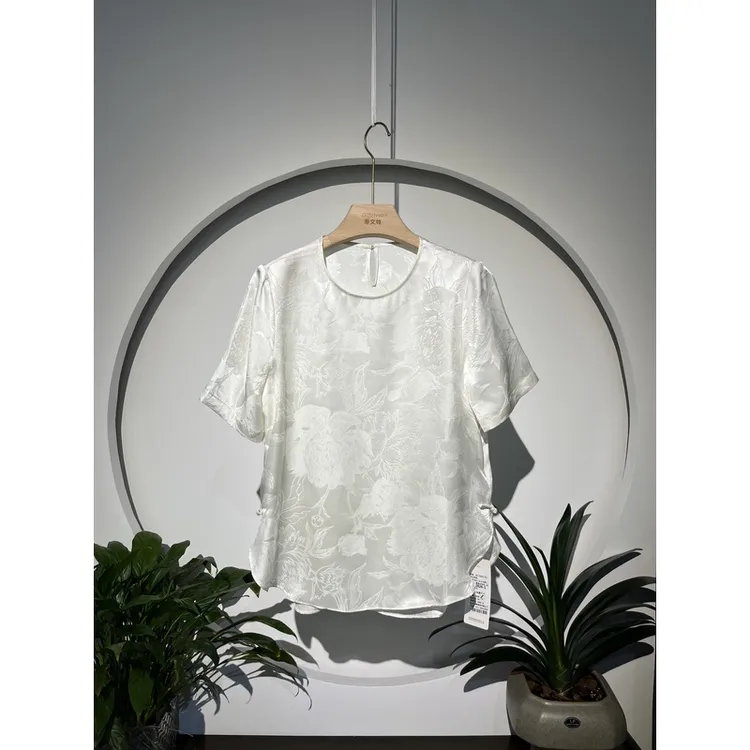 2819蒂文特桑蚕丝提花休闲上衣中式国风2024新款