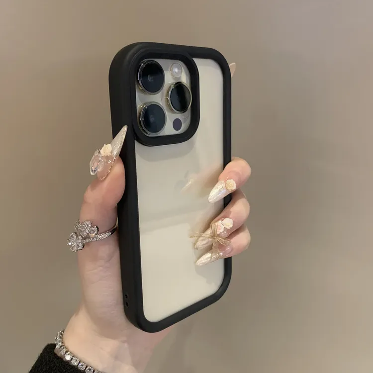 简约黑色适用苹果15promax手机壳16透明 iPhone13防摔14高级15/12
