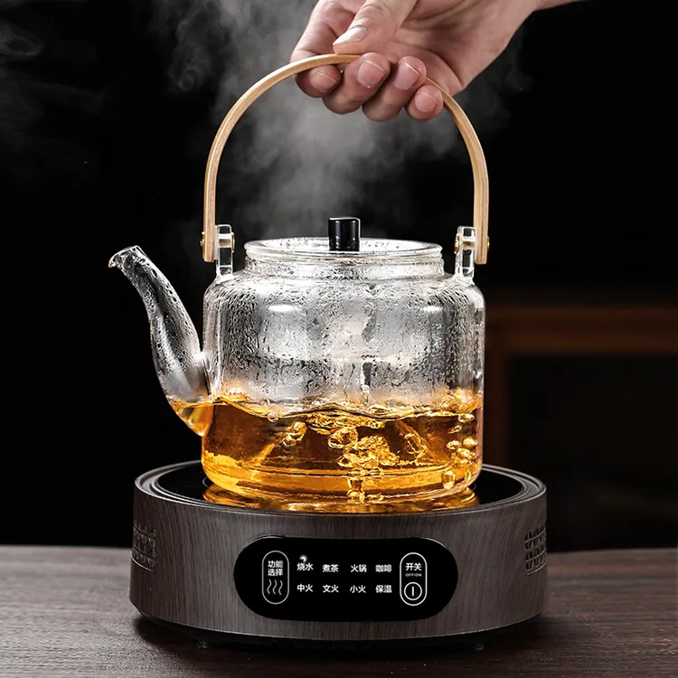 玻璃提梁壶电陶炉加热煮茶壶高档耐热黑茶壶家用泡茶壶养生烧水壶