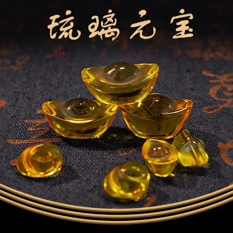 水晶金元宝聚宝盆摆件家居饰品桌面装饰中式摆件