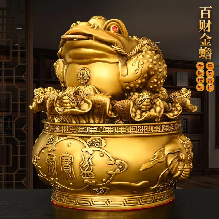 铜金蟾摆件纯铜聚宝盆蟾百财金蟾门店装饰礼品三足蟾蜍