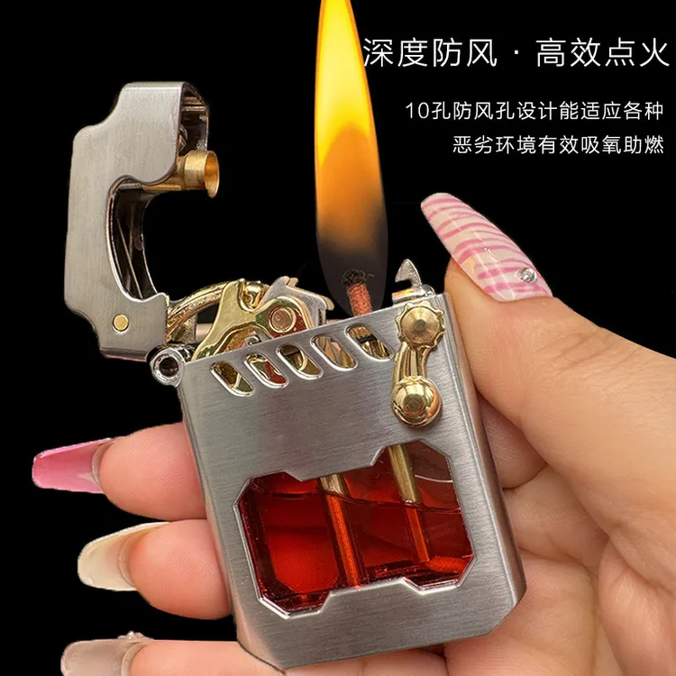 佐罗zorro赛博机甲风煤油打火机托伦斯新款透明仓一键弹射火机潮