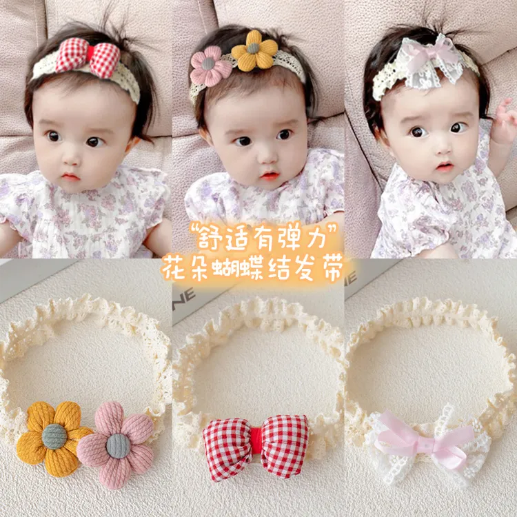 婴儿发带护囟门帽女宝宝头花发饰胎帽新生儿花朵发卡儿童发箍头箍