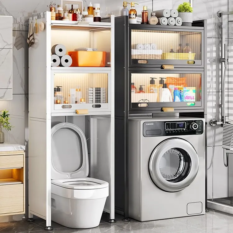 洗衣机家用卫生间浴室落地式翻盖波轮免打孔多层落地置物架收纳架