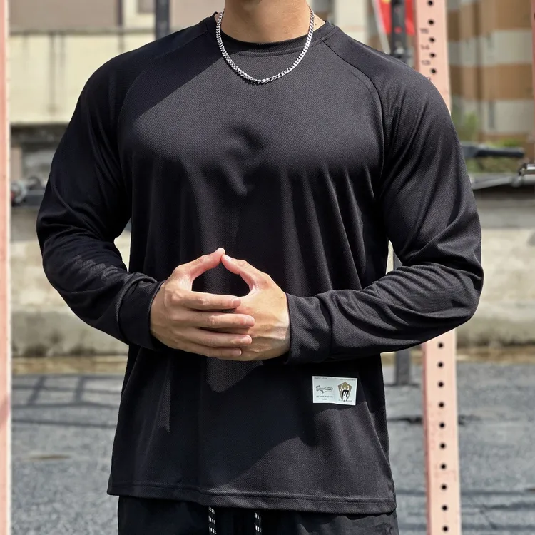 秋季休闲长袖训练服男健身长袖运动T恤户外圆领跑步吸汗宽松速干