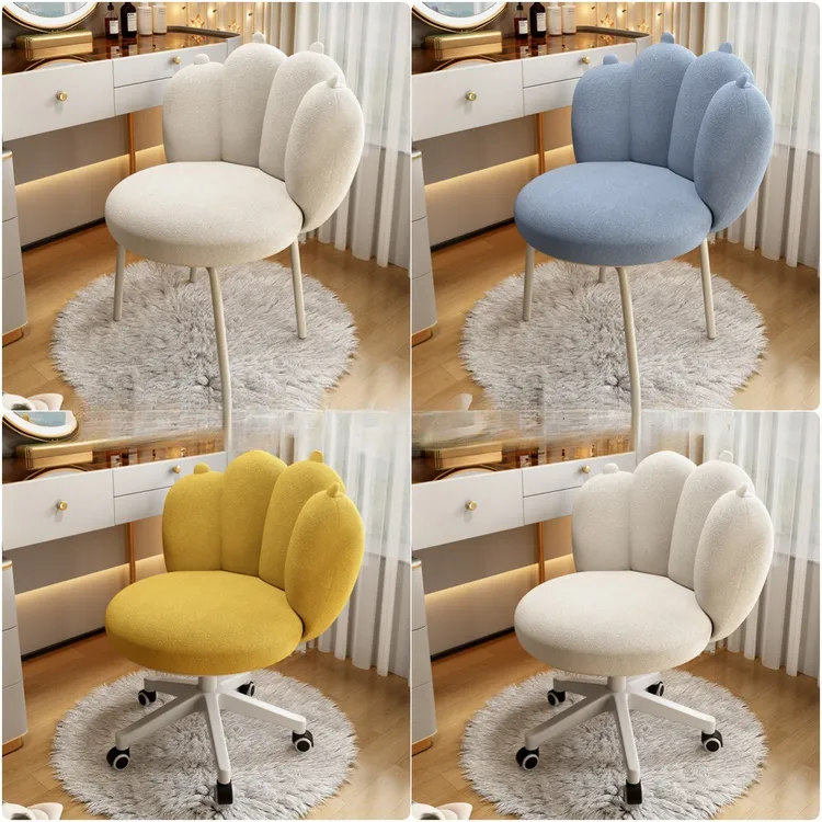 *北欧旋转梳妆凳女生卧室化妆台梳妆椅美甲椅ins风猫爪靠背化妆椅