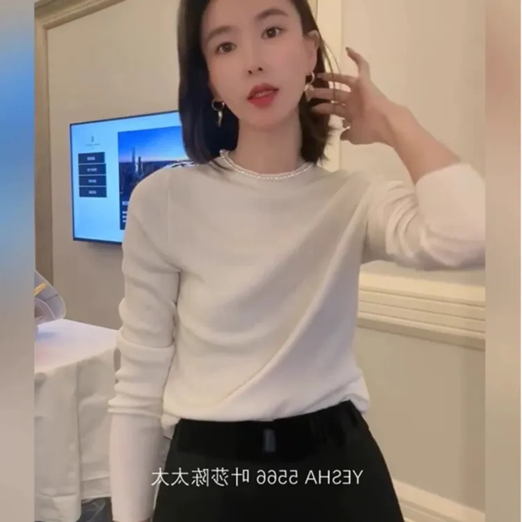 钉珠帆船领小众款打底柔软亲肤显瘦长袖针织网红修身半高领