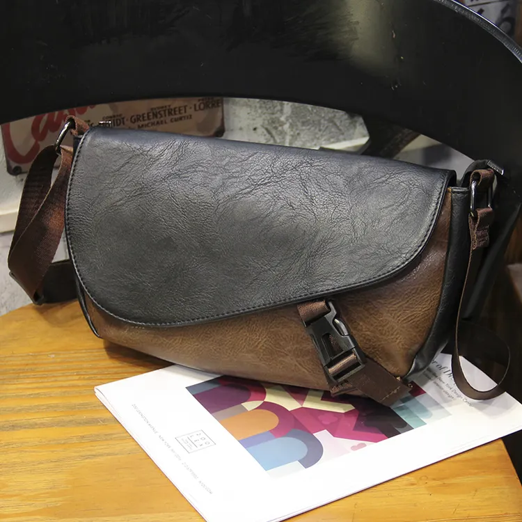 男包简约横款单肩包复古通勤男包潮流街头挎包后背斜挎包邮差包