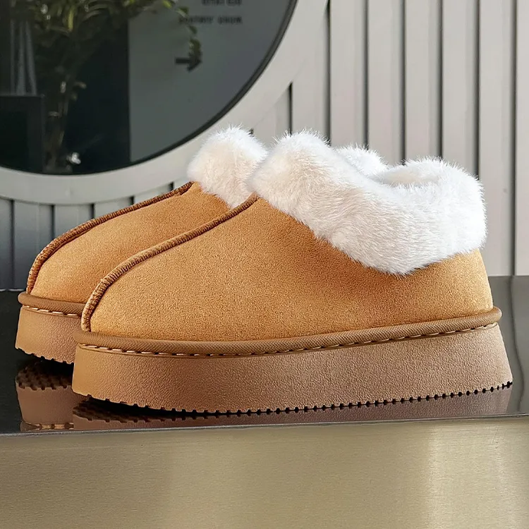 优遇家2025新款麂皮绒棉拖女居家厚底防滑加绒雪地靴冬毛绒棉鞋DL