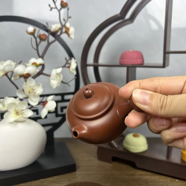 芙蓉侧把壶茶具潮州原矿朱泥纯手工拉胚制作全手工泡茶壶小容量
