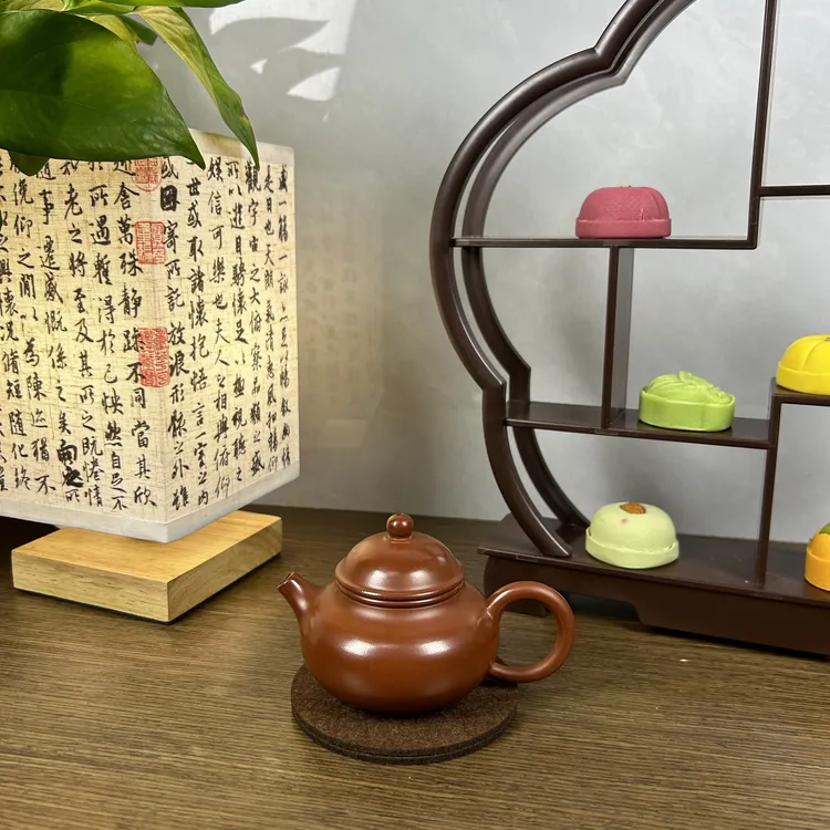 容天壶潮州原矿朱泥壶纯手工制作全手工拉胚潮州手拉壶茶壶紫砂壶