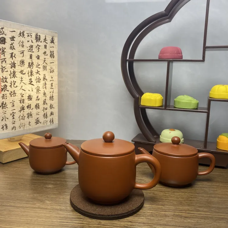 汉瓦壶潮州原矿朱泥壶纯手工拉胚制作全手工小容量茶壶茶具紫砂壶