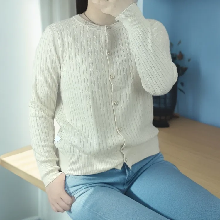 （帛贸SC6887）71桑蚕丝29山羊绒春秋冬女麻花羊绒园领开衫