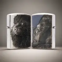 ZIPPO/之宝S925银盔甲机【狮子父子情深 】正品煤油打火机 KF-DF