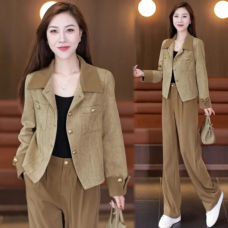 入秋时尚套装2024年秋季新款一整套穿搭高级感气质短款外套两件套